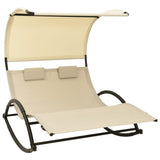 vidaXL Double Sun Lounger With Canopy Textilene Cream | SKU: 310548 | Barcode: 8720286087015