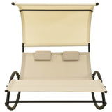 vidaXL Double Sun Lounger With Canopy Textilene Cream | SKU: 310548 | Barcode: 8720286087015