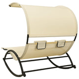 vidaXL Double Sun Lounger With Canopy Textilene Cream | SKU: 310548 | Barcode: 8720286087015