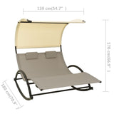 vidaXL Double Sun Lounger With Canopy Textilene Taupe & Cream | SKU: 310549 | Barcode: 8720286087022