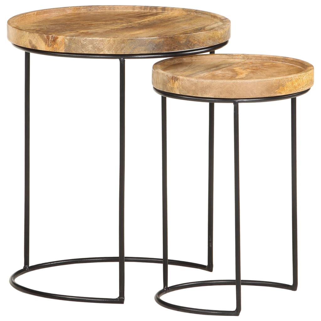 vidaXL 2 Piece Coffee Table Set Solid Mango Wood and Steel | SKU: 321705 | Barcode: 8720286105979