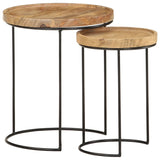 vidaXL 2 Piece Coffee Table Set Solid Mango Wood and Steel | SKU: 321705 | Barcode: 8720286105979