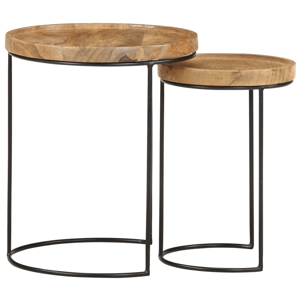 vidaXL 2 Piece Coffee Table Set Solid Mango Wood and Steel | SKU: 321705 | Barcode: 8720286105979