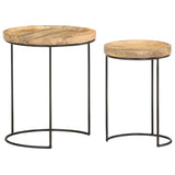 vidaXL 2 Piece Coffee Table Set Solid Mango Wood and Steel | SKU: 321705 | Barcode: 8720286105979