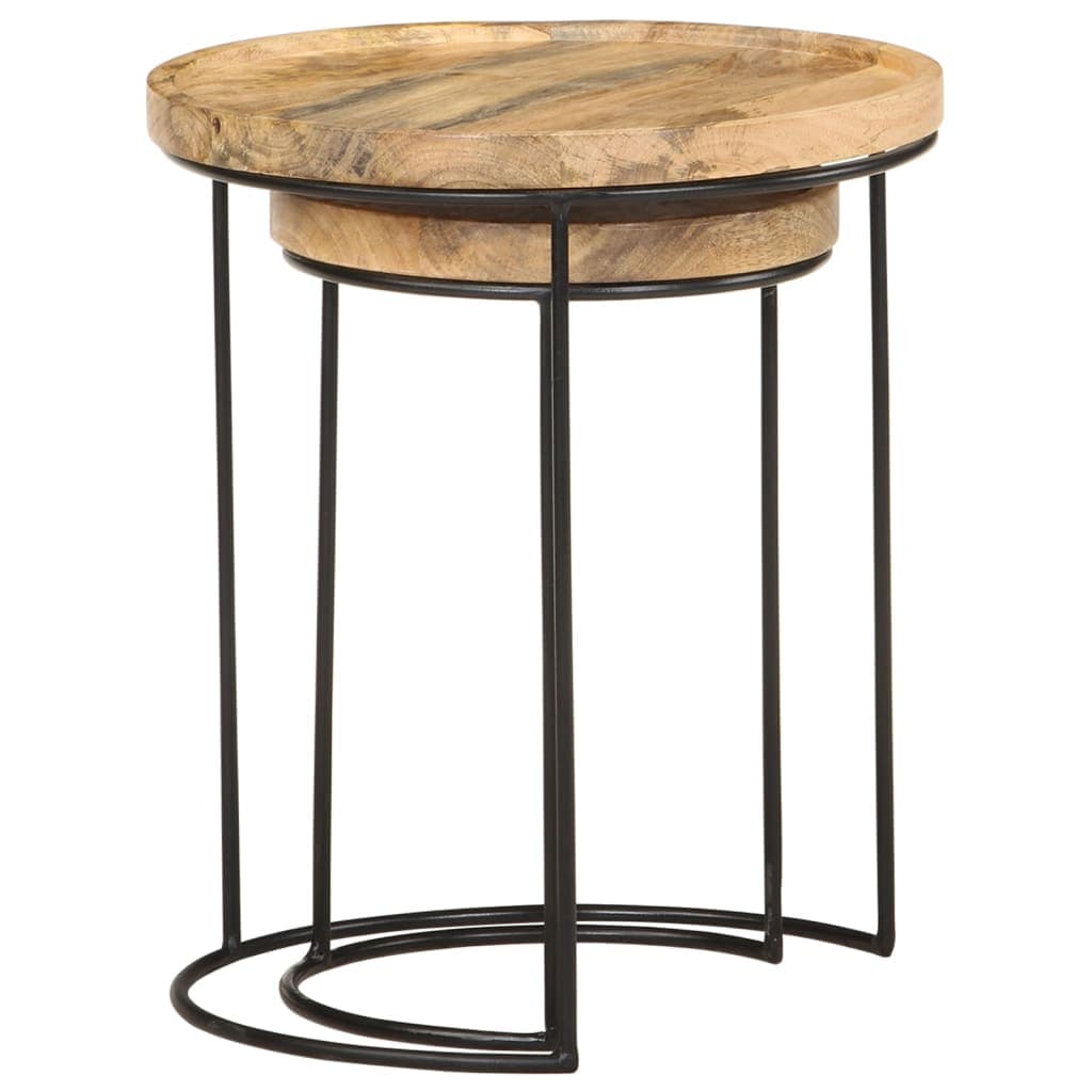 vidaXL 2 Piece Coffee Table Set Solid Mango Wood and Steel | SKU: 321705 | Barcode: 8720286105979