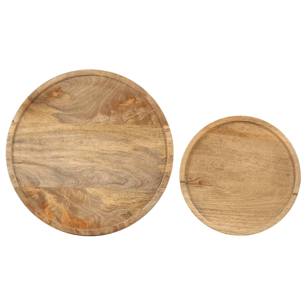 vidaXL 2 Piece Coffee Table Set Solid Mango Wood and Steel | SKU: 321705 | Barcode: 8720286105979