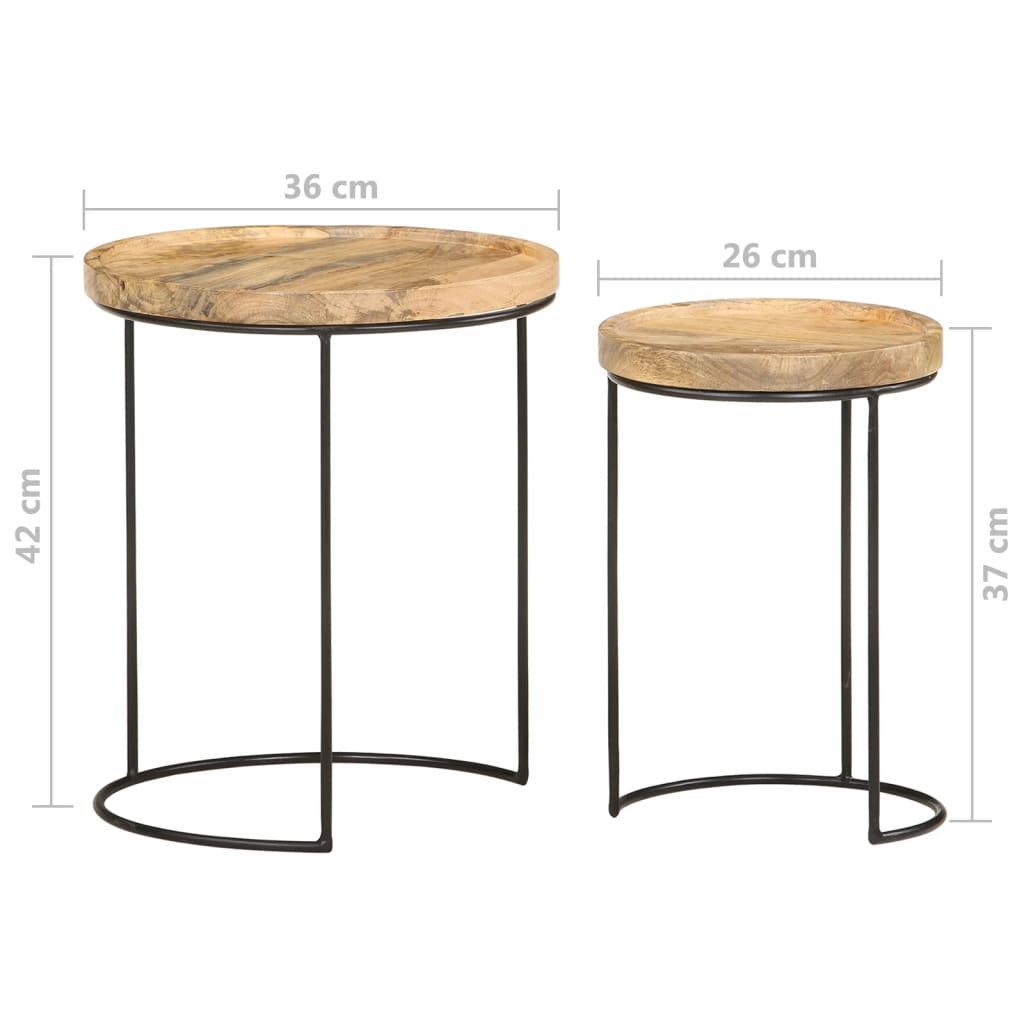 vidaXL 2 Piece Coffee Table Set Solid Mango Wood and Steel | SKU: 321705 | Barcode: 8720286105979