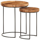 vidaXL 2 Piece Coffee Table Set Solid Acacia Wood and Steel | SKU: 321706 | Barcode: 8720286105986