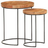 vidaXL 2 Piece Coffee Table Set Solid Acacia Wood and Steel | SKU: 321706 | Barcode: 8720286105986