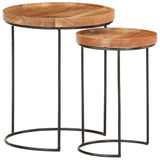 vidaXL 2 Piece Coffee Table Set Solid Acacia Wood and Steel | SKU: 321706 | Barcode: 8720286105986