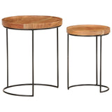 vidaXL 2 Piece Coffee Table Set Solid Acacia Wood and Steel | SKU: 321706 | Barcode: 8720286105986