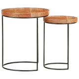 vidaXL 2 Piece Coffee Table Set Solid Acacia Wood and Steel | SKU: 321706 | Barcode: 8720286105986