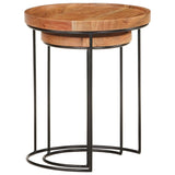 vidaXL 2 Piece Coffee Table Set Solid Acacia Wood and Steel | SKU: 321706 | Barcode: 8720286105986