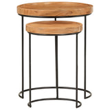 vidaXL 2 Piece Coffee Table Set Solid Acacia Wood and Steel | SKU: 321706 | Barcode: 8720286105986