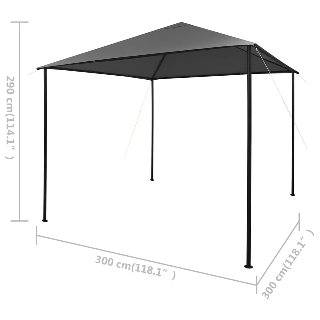 vidaXL Gazebo 3x3 m Anthracite Fabric and Steel 180 g/m² | SKU: 312240 | Barcode: 8720286106600