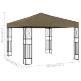 vidaXL Gazebo 3x3 m Taupe Fabric | SKU: 312269 | Barcode: 8720286106884