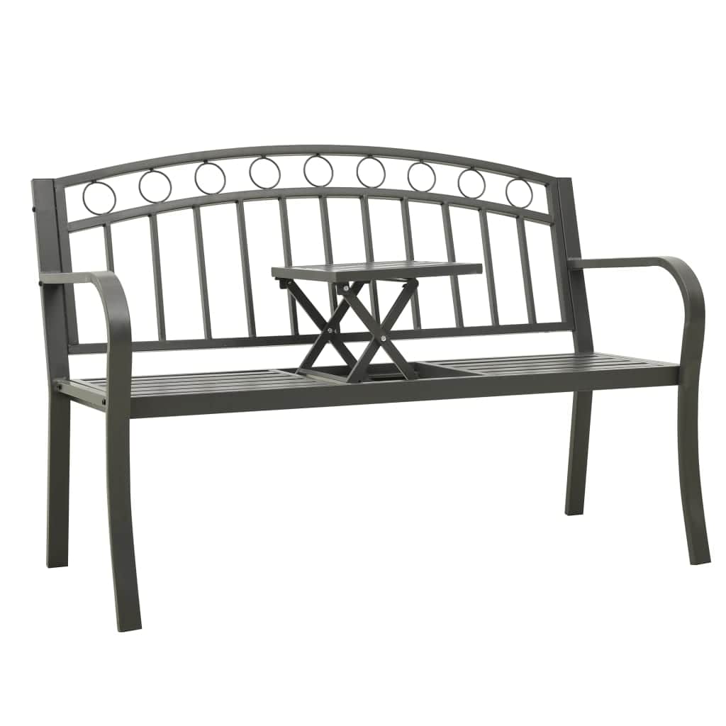 vidaXL Garden Bench With A Table 125 cm Steel Grey | SKU: 312041 | Barcode: 8720286107058