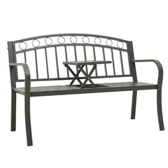 vidaXL Garden Bench With A Table 125 cm Steel Grey | SKU: 312041 | Barcode: 8720286107058