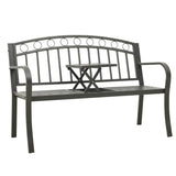 vidaXL Garden Bench With A Table 125 cm Steel Grey | SKU: 312041 | Barcode: 8720286107058