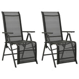 vidaXL Reclining Garden Chairs 2pcs Textilene And Aluminium Black  | SKU: 312195 | Barcode: 8720286108420