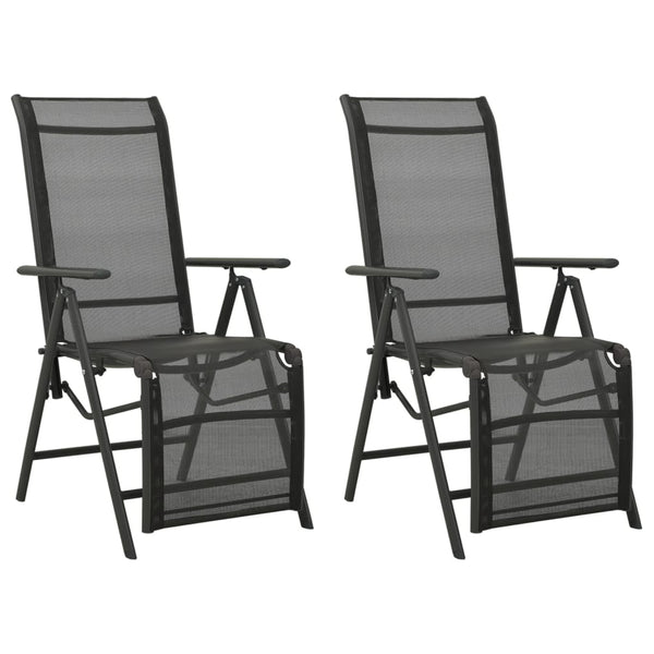 vidaXL Reclining Garden Chairs 2pcs Textilene And Aluminium Black  | SKU: 312195 | Barcode: 8720286108420