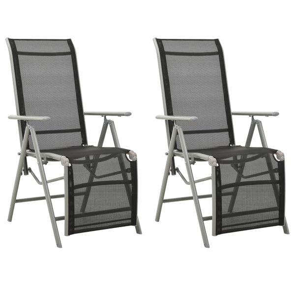 vidaXL Reclining Garden Chairs 2 pcs Textilene And Aluminium Silver | SKU: 312197 | Barcode: 8720286108444