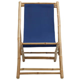 vidaXL Deck Chair Bamboo and Canvas Navy Blue | SKU: 313019 | Barcode: 8720286135280