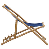 vidaXL Deck Chair Bamboo and Canvas Navy Blue | SKU: 313019 | Barcode: 8720286135280