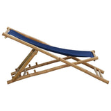 vidaXL Deck Chair Bamboo and Canvas Navy Blue | SKU: 313019 | Barcode: 8720286135280