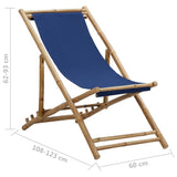 vidaXL Deck Chair Bamboo and Canvas Navy Blue | SKU: 313019 | Barcode: 8720286135280