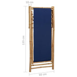 vidaXL Deck Chair Bamboo and Canvas Navy Blue | SKU: 313019 | Barcode: 8720286135280