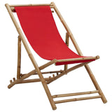 vidaXL Deck Chair Bamboo and Canvas Red | SKU: 313020 | Barcode: 8720286135297