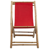 vidaXL Deck Chair Bamboo and Canvas Red | SKU: 313020 | Barcode: 8720286135297