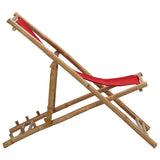 vidaXL Deck Chair Bamboo and Canvas Red | SKU: 313020 | Barcode: 8720286135297