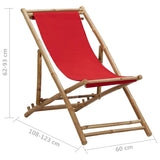 vidaXL Deck Chair Bamboo and Canvas Red | SKU: 313020 | Barcode: 8720286135297