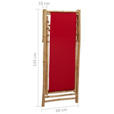 vidaXL Deck Chair Bamboo and Canvas Red | SKU: 313020 | Barcode: 8720286135297