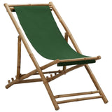 vidaXL Deck Chair Bamboo and Canvas Green | SKU: 313021 | Barcode: 8720286135303