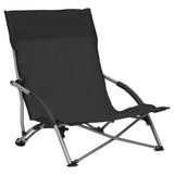 vidaXL Folding Beach Chairs 2 pcs Black Fabric | SKU: 312489 | Barcode: 8720286137000