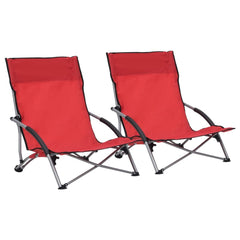 vidaXL Folding Beach Chairs 2 pcs Red Fabric | SKU: 312490 | Barcode: 8720286137017