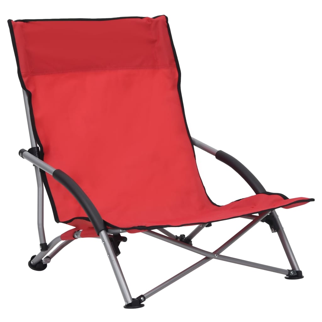 vidaXL Folding Beach Chairs 2 pcs Red Fabric | SKU: 312490 | Barcode: 8720286137017