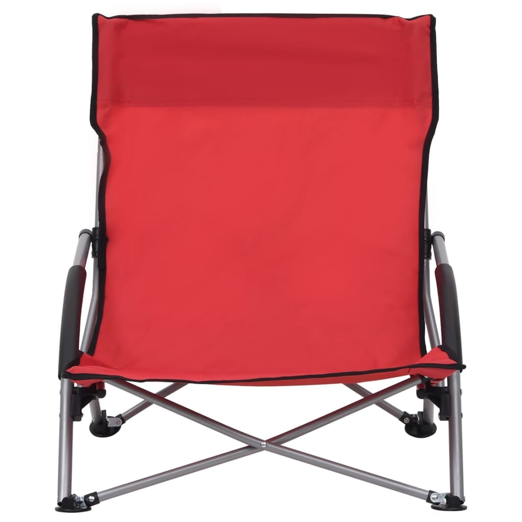 vidaXL Folding Beach Chairs 2 pcs Red Fabric | SKU: 312490 | Barcode: 8720286137017