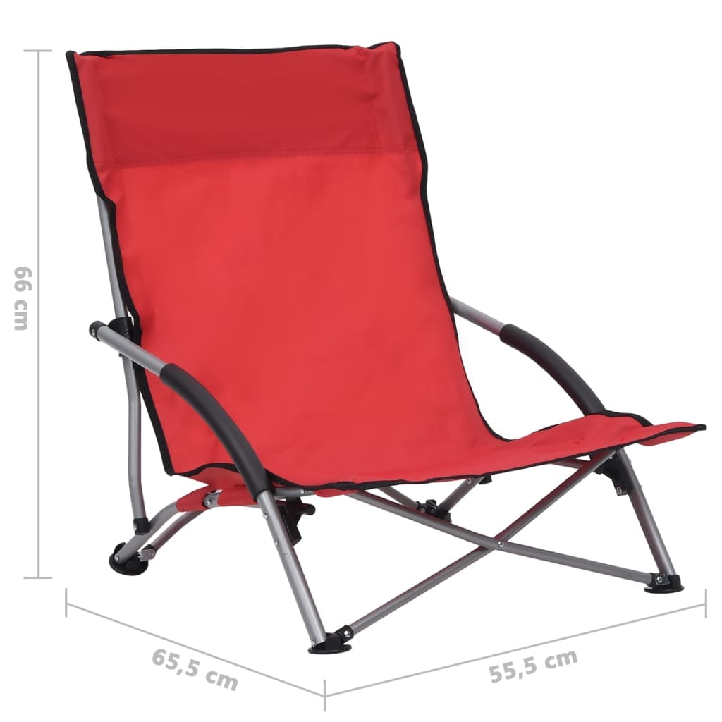 vidaXL Folding Beach Chairs 2 pcs Red Fabric | SKU: 312490 | Barcode: 8720286137017