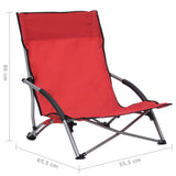 vidaXL Folding Beach Chairs 2 pcs Red Fabric | SKU: 312490 | Barcode: 8720286137017