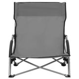 vidaXL Folding Beach Chairs 2 pcs Grey Fabric | SKU: 312491 | Barcode: 8720286137024