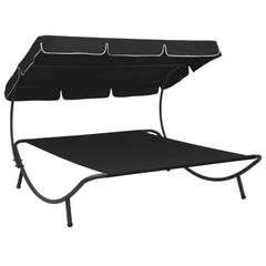 vidaXL Outdoor Lounge Bed With Canopy Black | SKU: 313525 | Barcode: 8720286137529