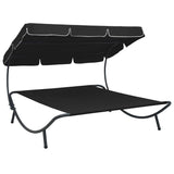 vidaXL Outdoor Lounge Bed With Canopy Black | SKU: 313525 | Barcode: 8720286137529
