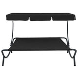 vidaXL Outdoor Lounge Bed With Canopy Black | SKU: 313525 | Barcode: 8720286137529