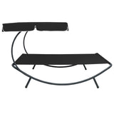 vidaXL Outdoor Lounge Bed With Canopy Black | SKU: 313525 | Barcode: 8720286137529