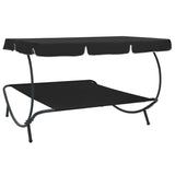 vidaXL Outdoor Lounge Bed With Canopy Black | SKU: 313525 | Barcode: 8720286137529