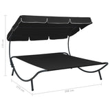 vidaXL Outdoor Lounge Bed With Canopy Black | SKU: 313525 | Barcode: 8720286137529